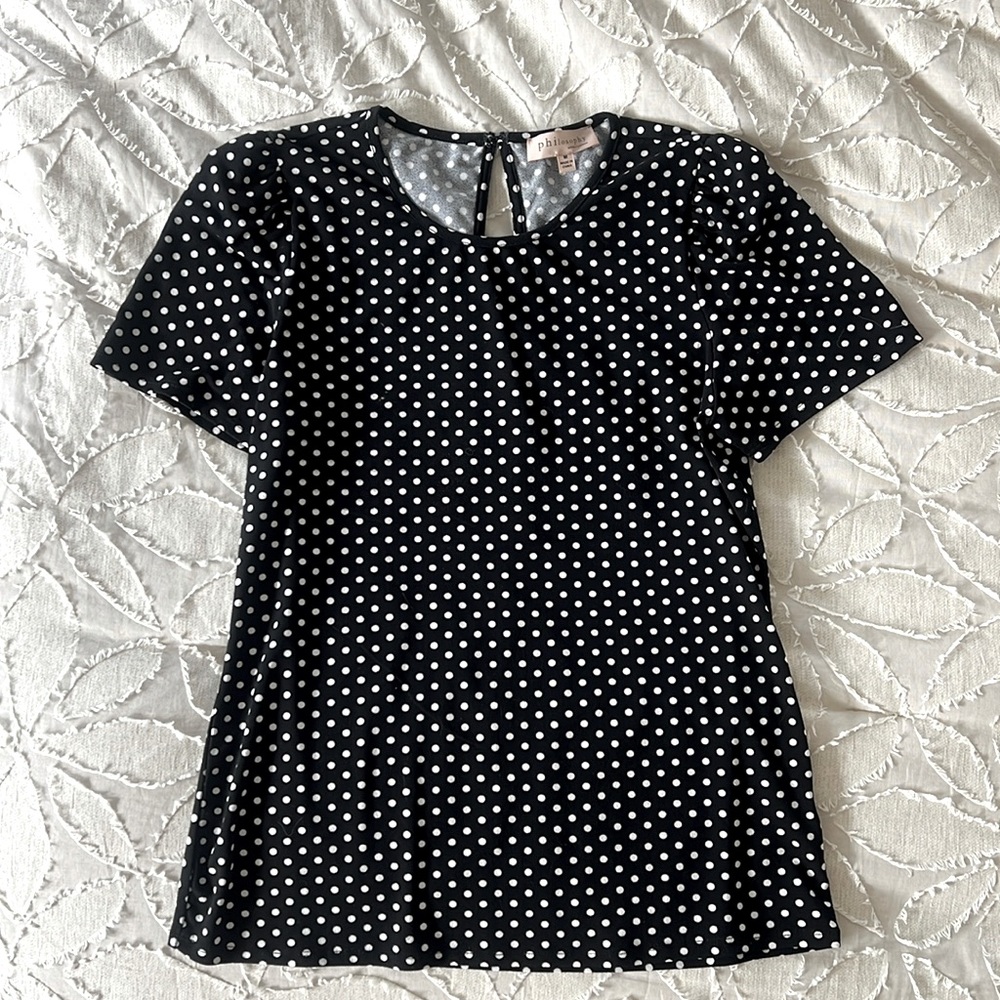 Philosophy Polka Dot Blouse- Black and White